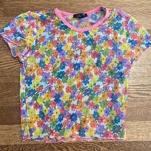Delia’s Mesh Floral Mid-Crop Top